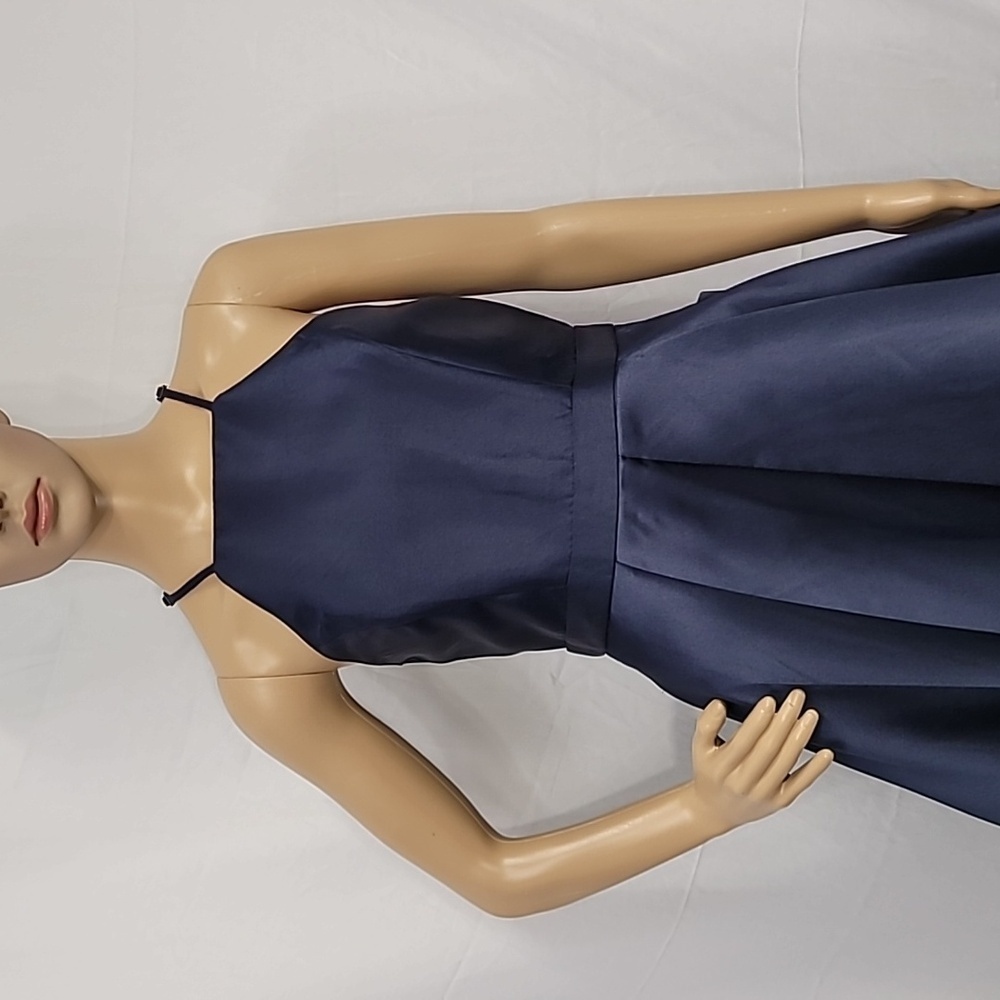 Lulu's Women's Navy Broadway Show Satin High-low Gown - Picture 9 of 13